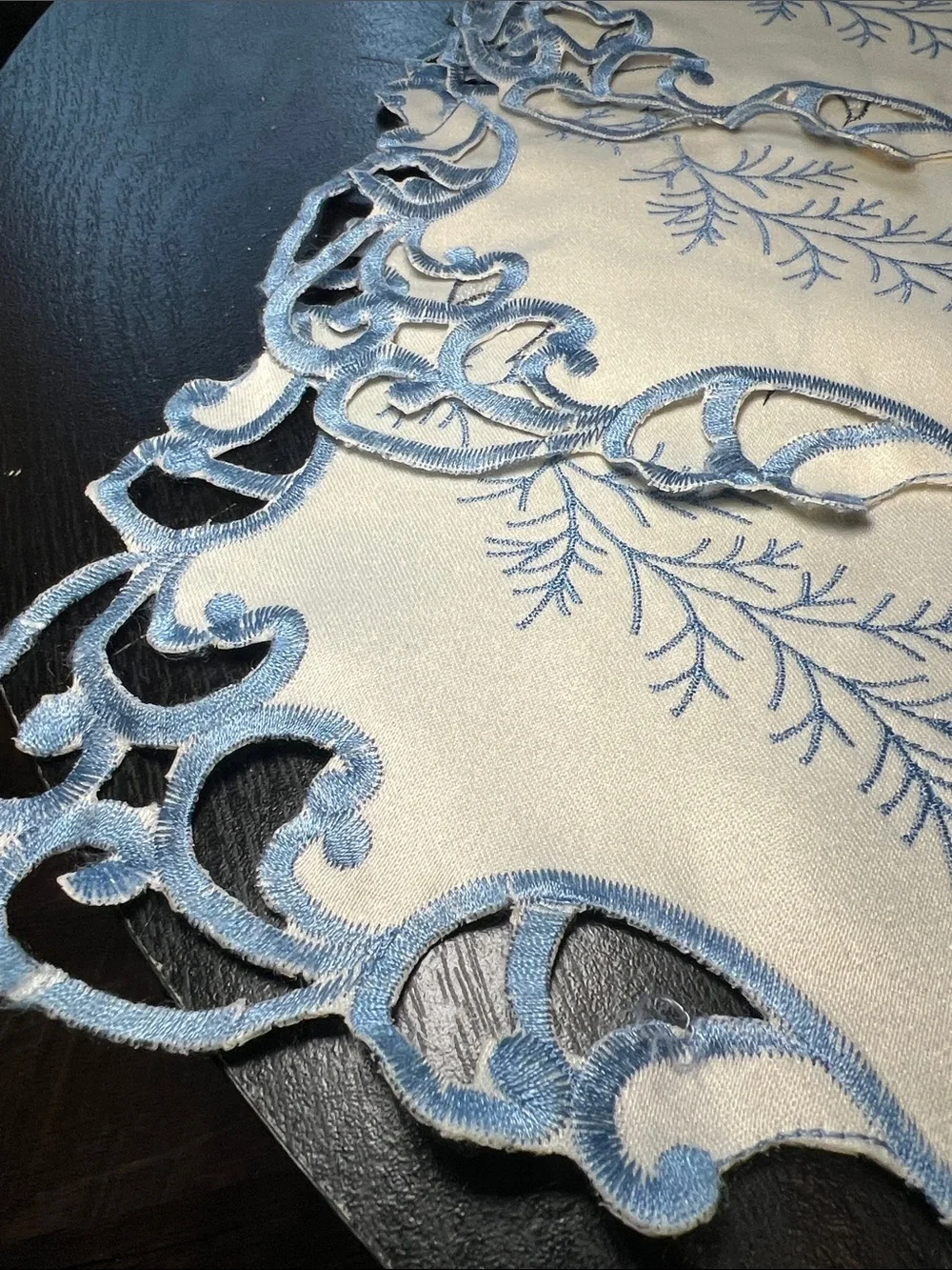 Set of 4 Vintage Blue and White Embroidered Nautical Beach House Fish Placemats